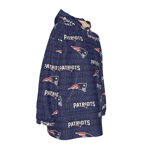 New England Football Game Day All-Over Print Kid's Sherpa Fleece Hoodie Blanket