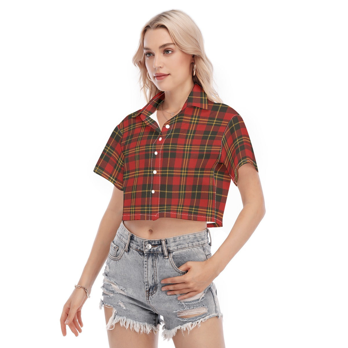 Maryland Tartan Plaid Terrapins Women's Cropped Shirt