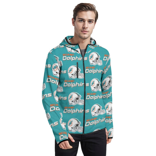 Miami Football Game Day All-Over Print Men's Stylish Hoodie with Thumb Hole Design