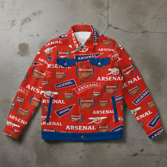 Arsenal FC Unisex Collared Jacket – Classic Red and White Streetwear for Game Day