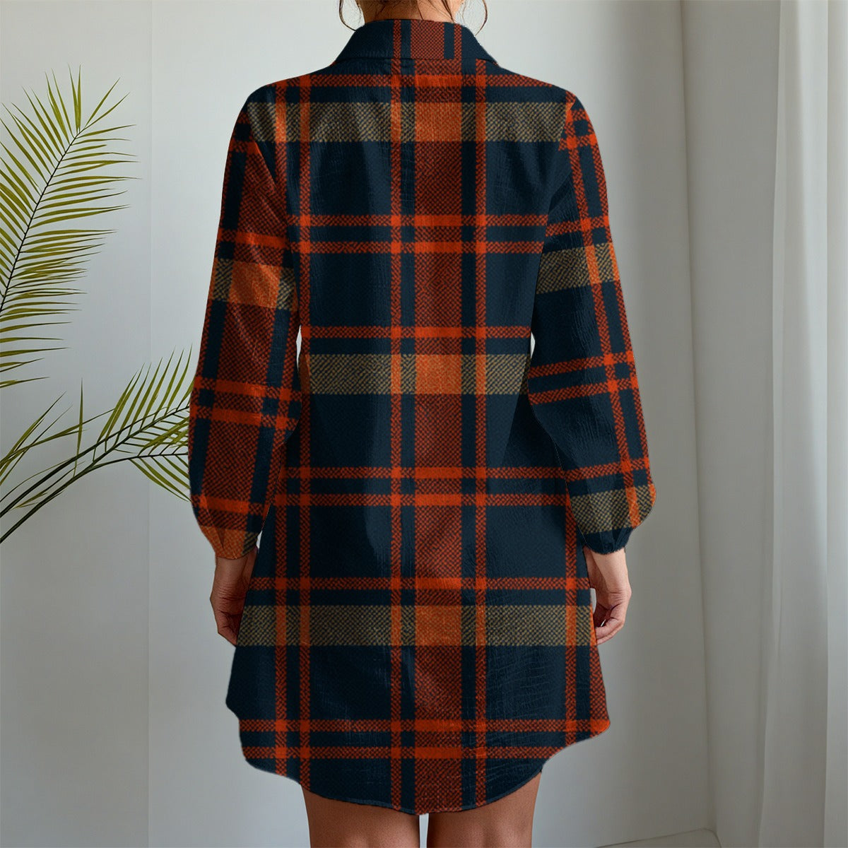 Auburn - Tigers Tartan Plaid  Women's Long Sleeve Shirt Dress