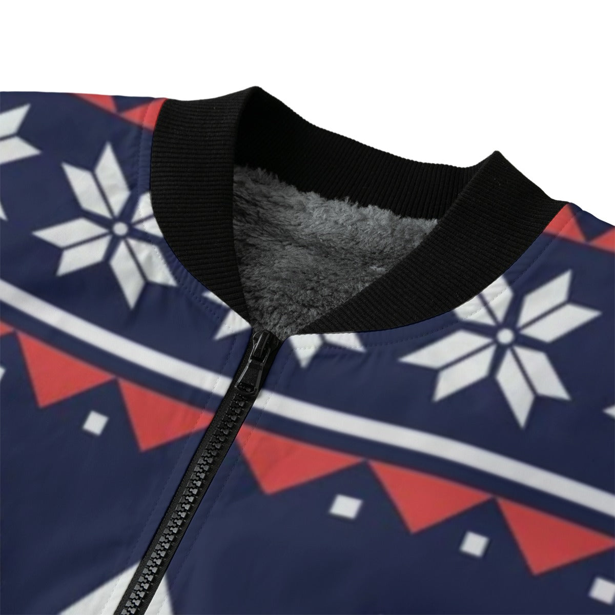 Urban Legend Snow Inspired Pattern Seamless Christmas Pattern Fleece Bomber Jacket