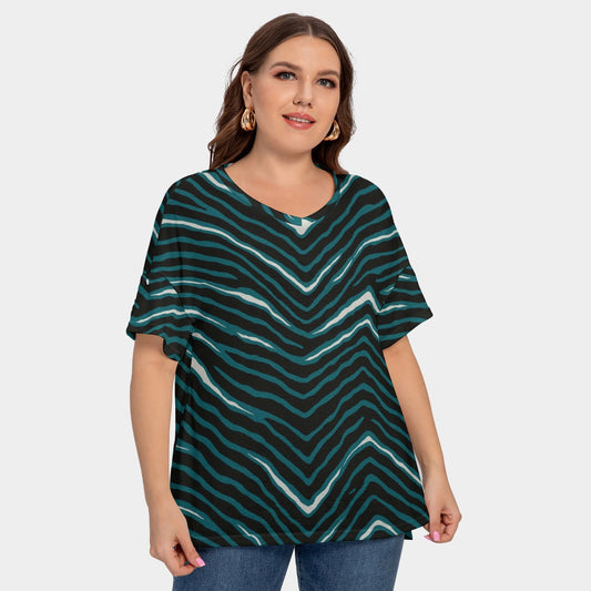 Philadelphia Football Game Day All-Over Print Women's Drop-shoulder Short Sleeve T-shirt With Sleeve Loops(Plus Size)