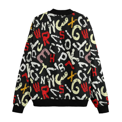 Graffiti Explosion Grunge Colored Letters Fleece Bomber Jacket – Bold Urban Streetwear