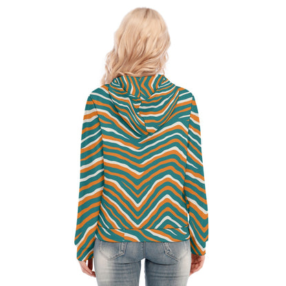 Miami Football Game Day All-Over Print Women's Hoodie With Zipper