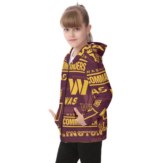 Washington Commanders Kid's Heavy Fleece Zip Up Hoodie