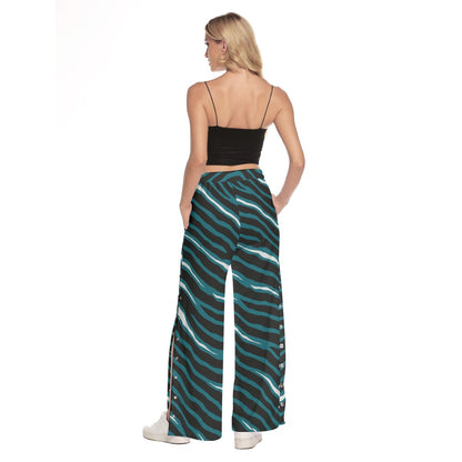 Philadelphia Football Game Day All-Over Print Women's Side Slit Snap Button Trousers