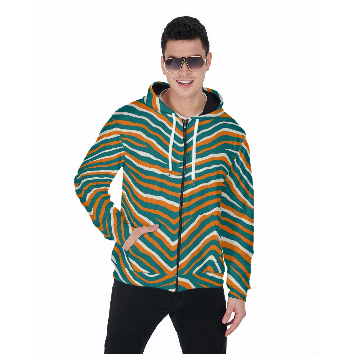 Miami Football Game Day All-Over Print Zip Up Hoodie With Pocket
