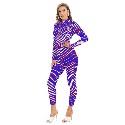 Buffalo Bills Zubaz Women's Long-sleeved High-neck Jumpsuit With Zipper