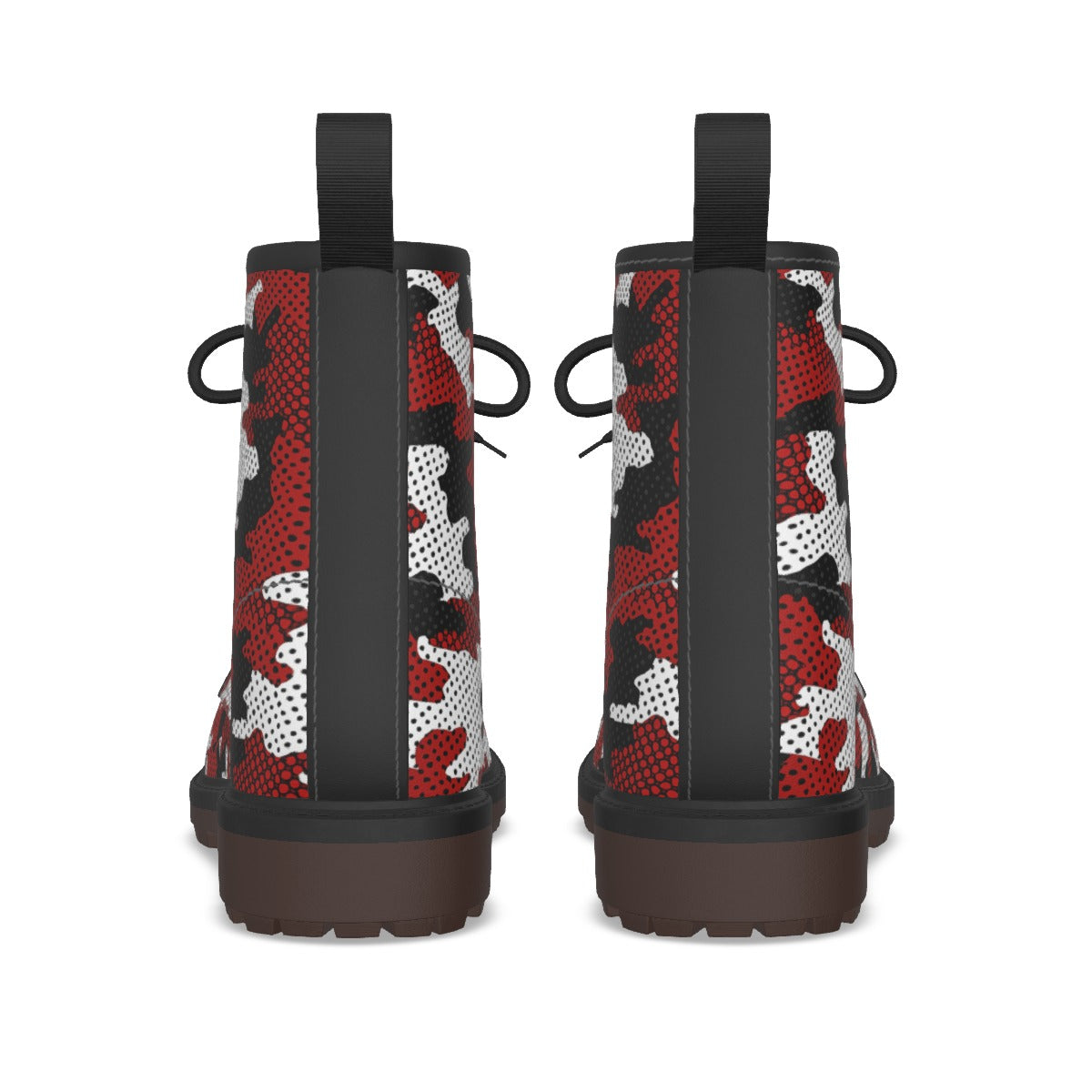 Urban Legend New Mexico Red, Silver, and Black Camo Martin Short Boots – Lobos-Inspired Streetwear f