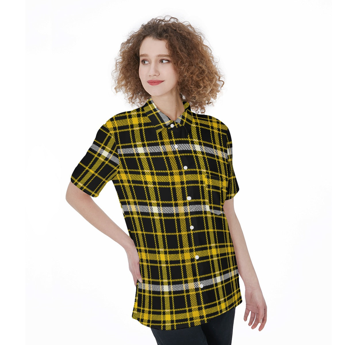 Missouri Tartan Plaid Tigers Women's Short Sleeve Shirt With Pocket