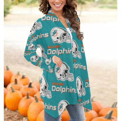 Miami Football Game Day All-Over Print Women's Cardigan With Long Sleeve