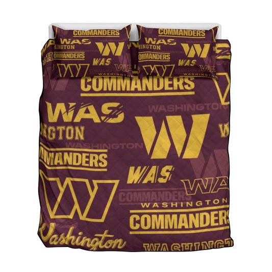 Washington Commanders Quilt & Pillow Cases With  Edge-wrapping Strips