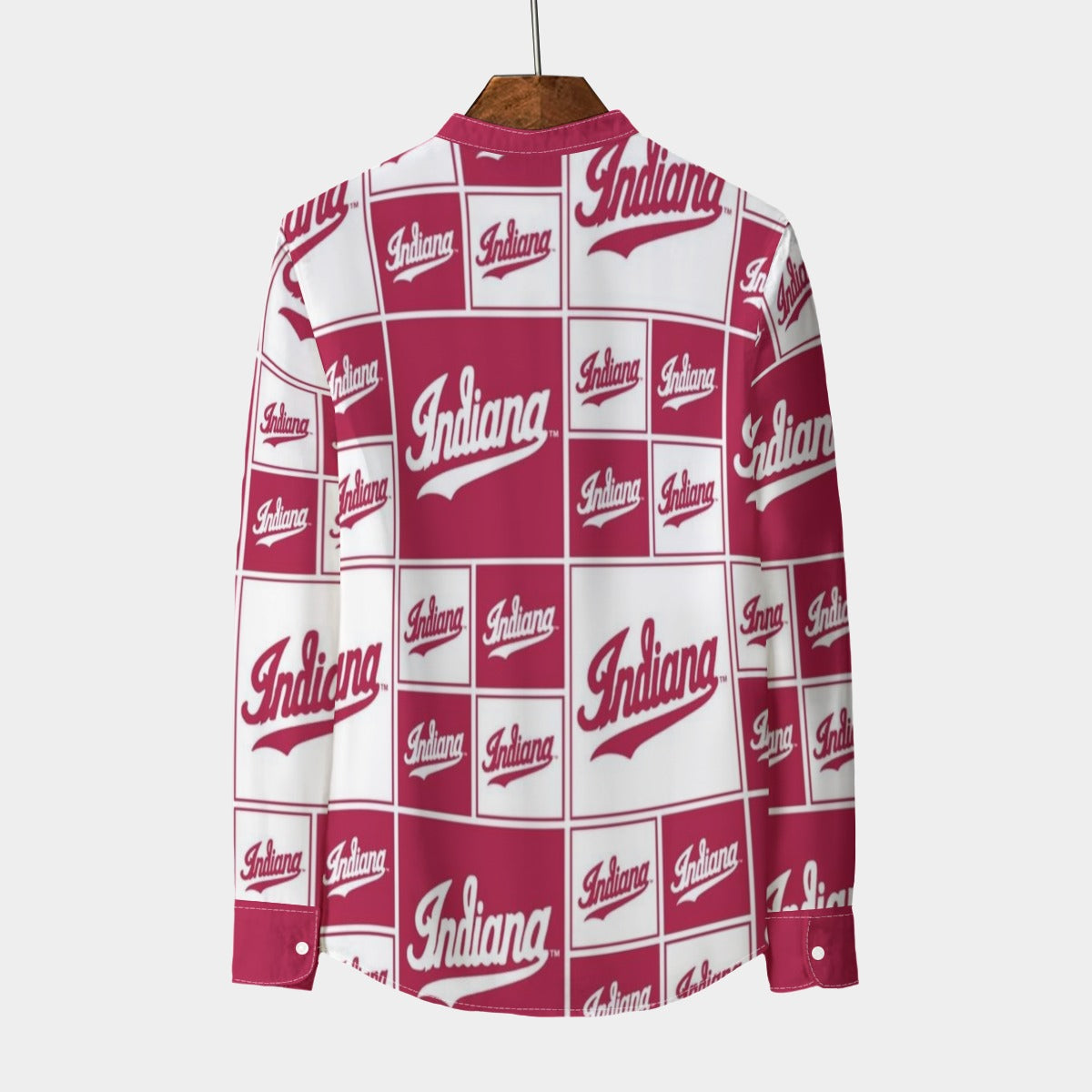 Indiana Bloomington Hoosiers Stand Collar Shirt With Long Sleeve|110GSM Imitation Flax