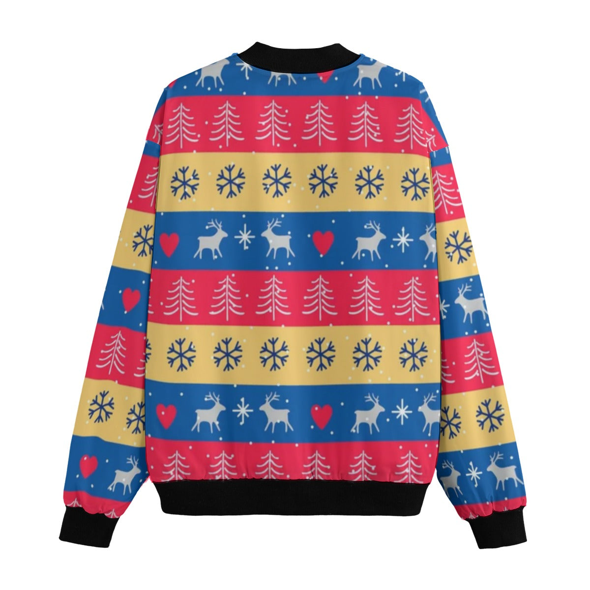 Urban Legend Snow Inspired Christmas Pattern Festive Fleece Bomber Jacket