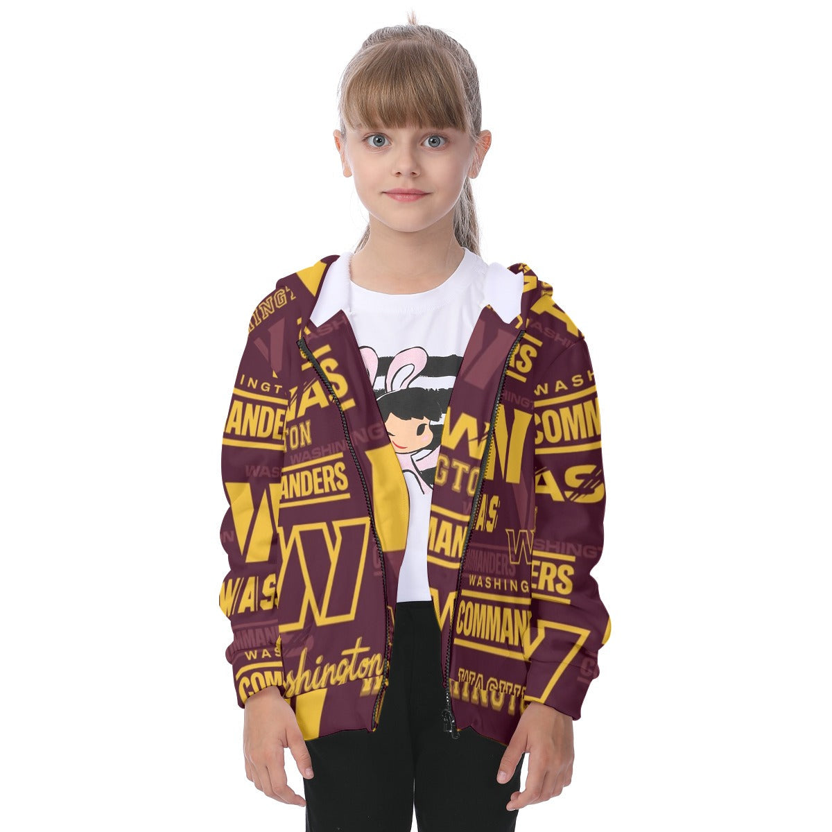 Washington Commanders Kid's Heavy Fleece Zip Up Hoodie