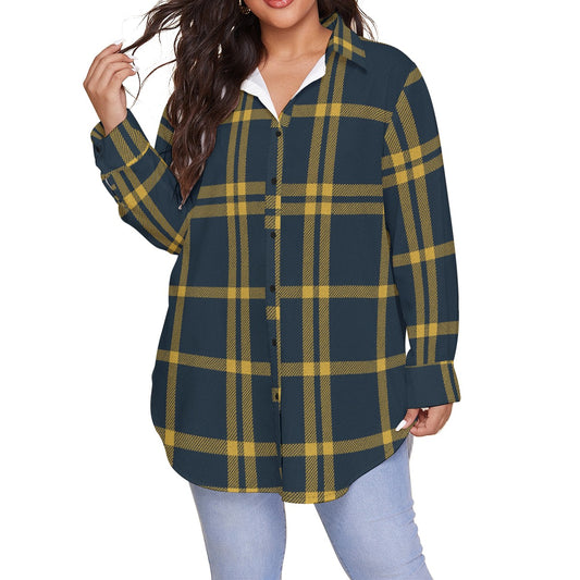 California UC Berkeley Golden Bears Tartan Plaid  Women's Shirt With Long Sleeve(Plus Size)
