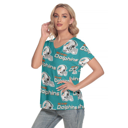 Miami Football Game Day All-Over Print Women's Loose V-neck Short Sleeve T-shirt
