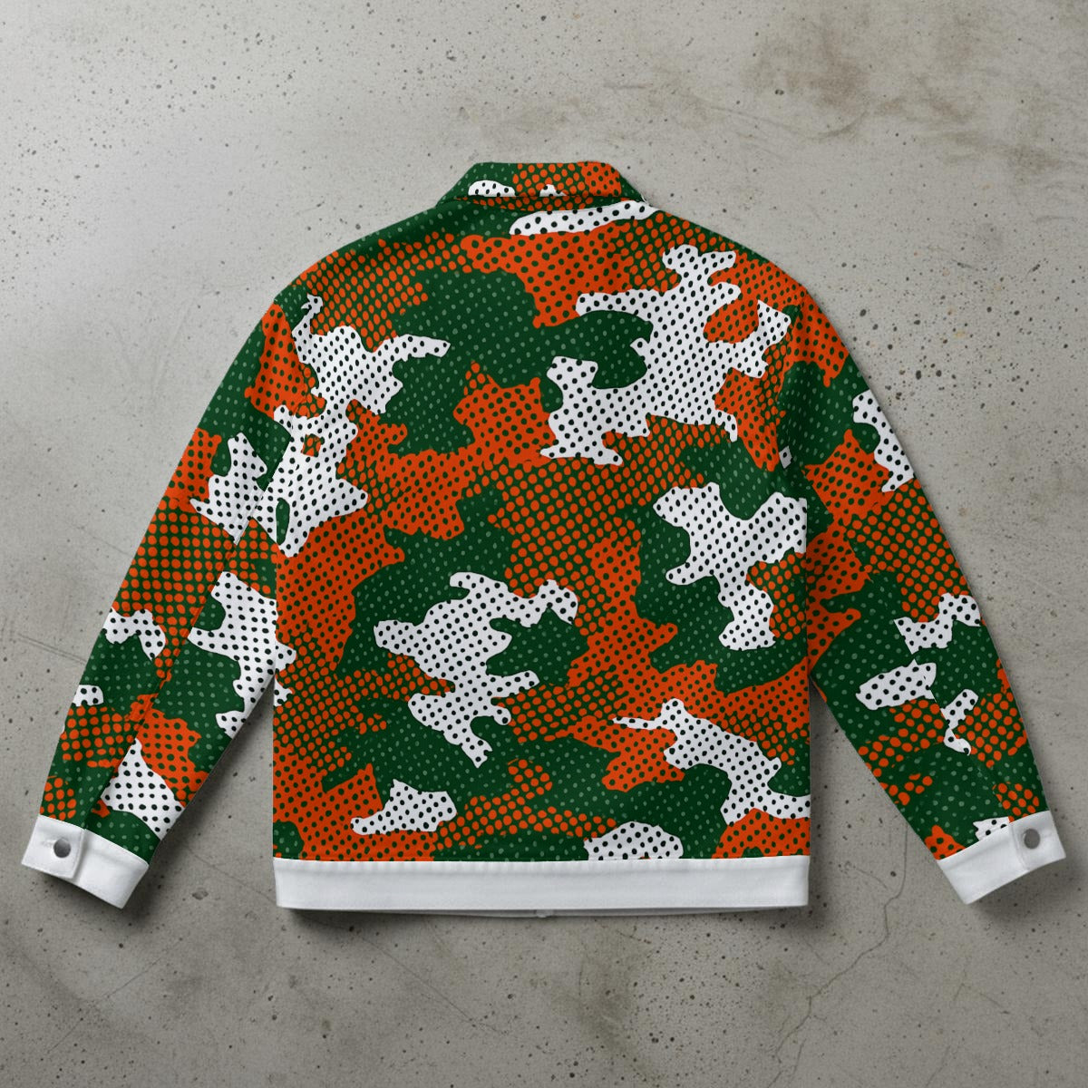 Urban Legend Miami  Green Orange White Camo Unisex Collared Jacket