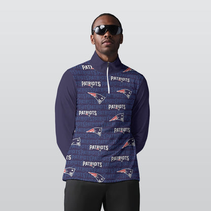New England Football Game Day All-Over Print Men's Sports Collar Jersey With Long Sleeve