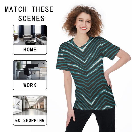 Philadelphia Football Game Day All-Over Print Women's O-Neck T-Shirt|180 GSM Jersey