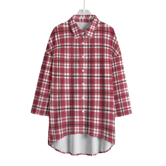 Alabama - Crimson Tide tartan plaid Women's Chiffon Shirt With Elbow Sleeve