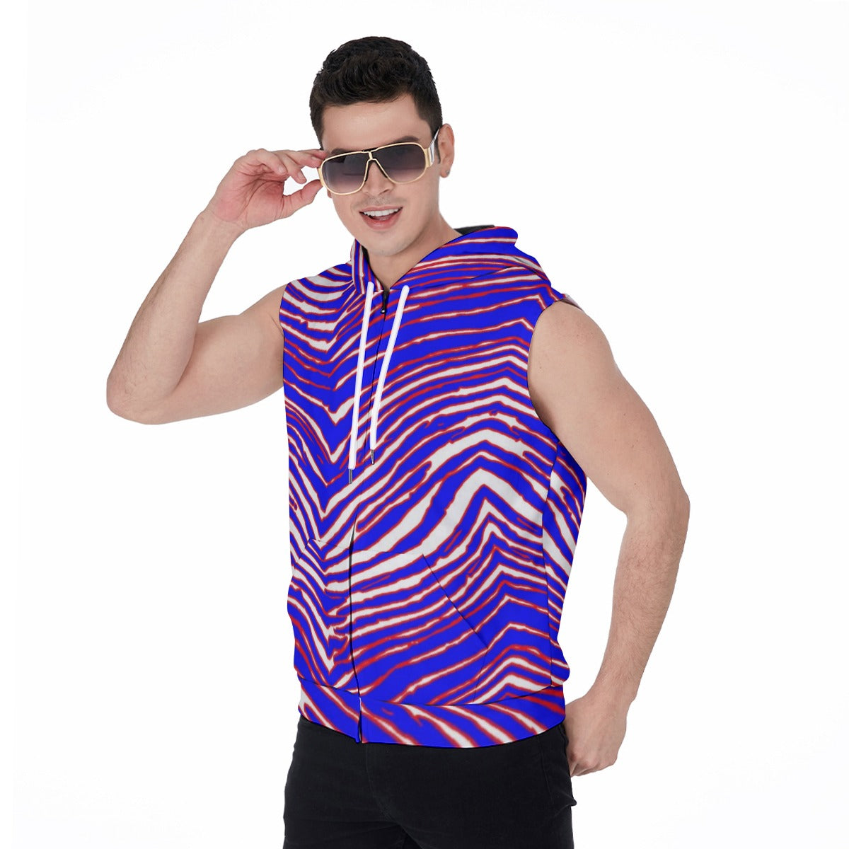 Buffalo Bills Zubaz Men's Zipper-Up Sleeveless Hoodie