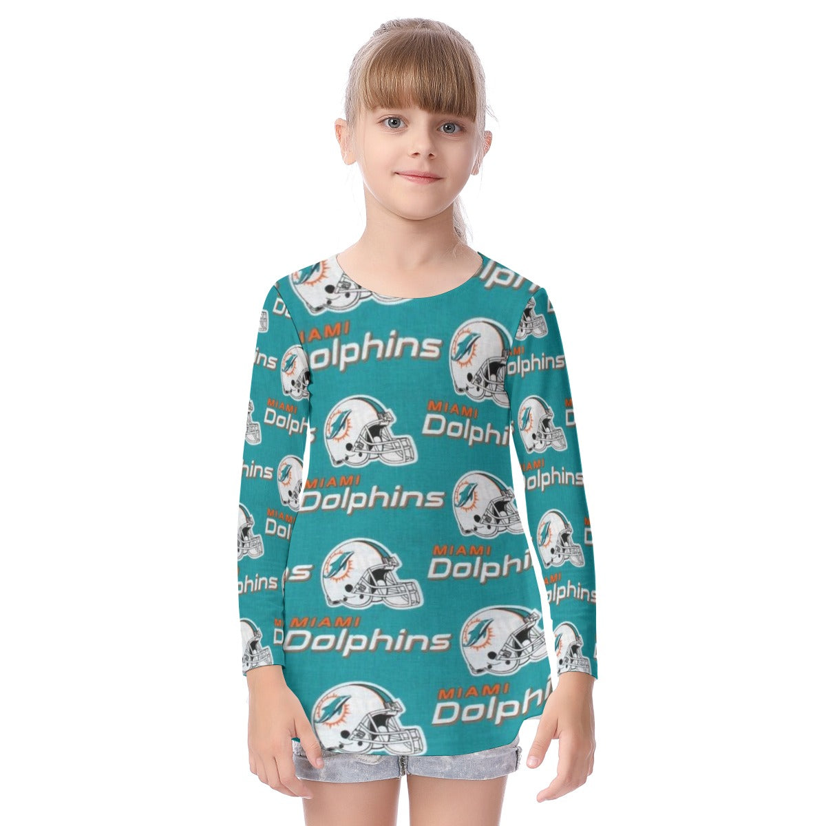 Miami Football Game Day All-Over Print Kid's Long Sleeve O-neck T-shirt