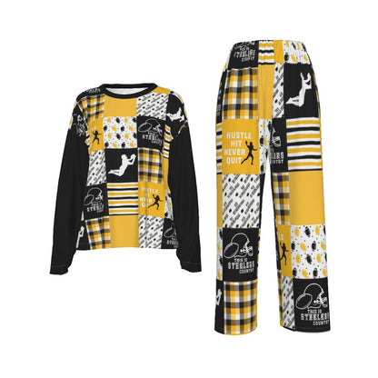 All-Over Print Women's Casual Long-Sleeves Trouser Suit