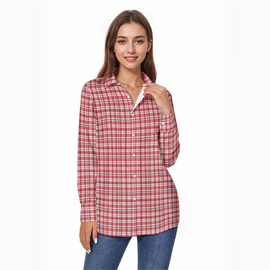 Georgia - Bulldogs Tartan Plaid  Women's Comfort Shirt With Button|125GSM Cotton