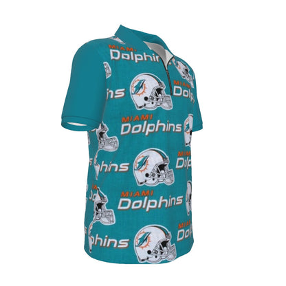Miami Football Game Day All-over Print Men's Polo Shirt with  Zipper