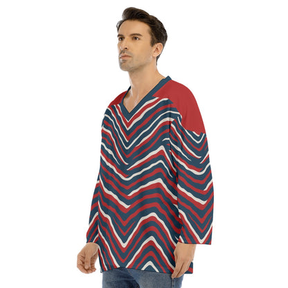 New England Football Game Day All-Over Print Men's V-neck Ice Hockey Jersey