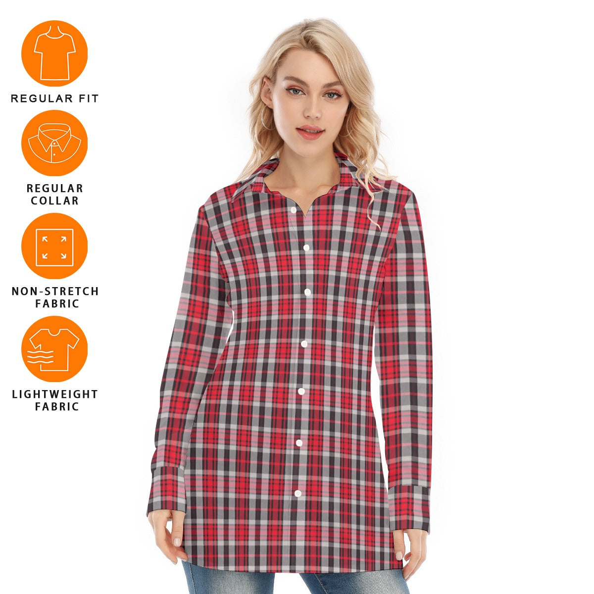 New Mexico Tartan Plaid Lobos Women's Long Shirt
