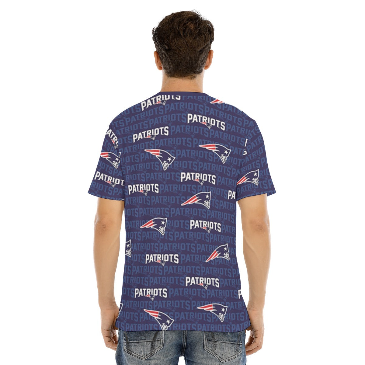 New England Football Game Day All-Over Print Men's Short Sleeve T-shirt With Button Closure