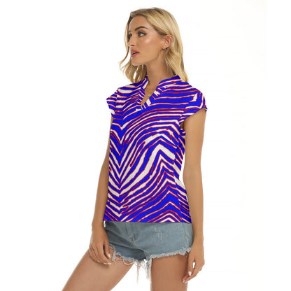 Buffalo Bills Zubaz Women's Stacked V-neck Short Sleeve Blouse