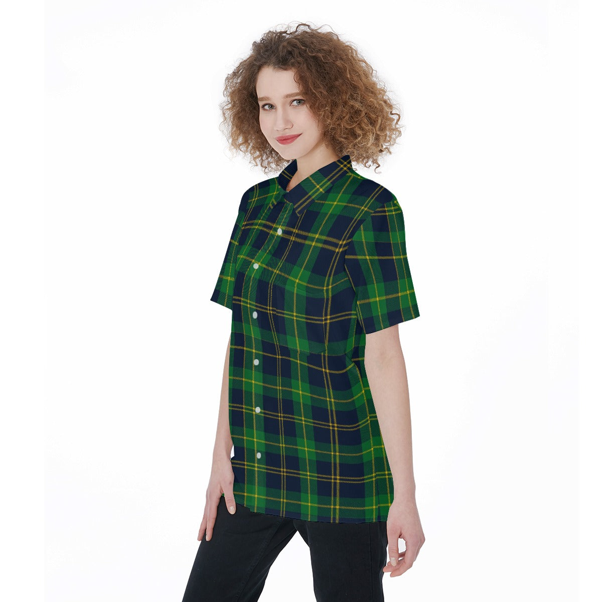 Notre Dame Tartan Plaid Fighting Irish Women's Short Sleeve Shirt With Pocket