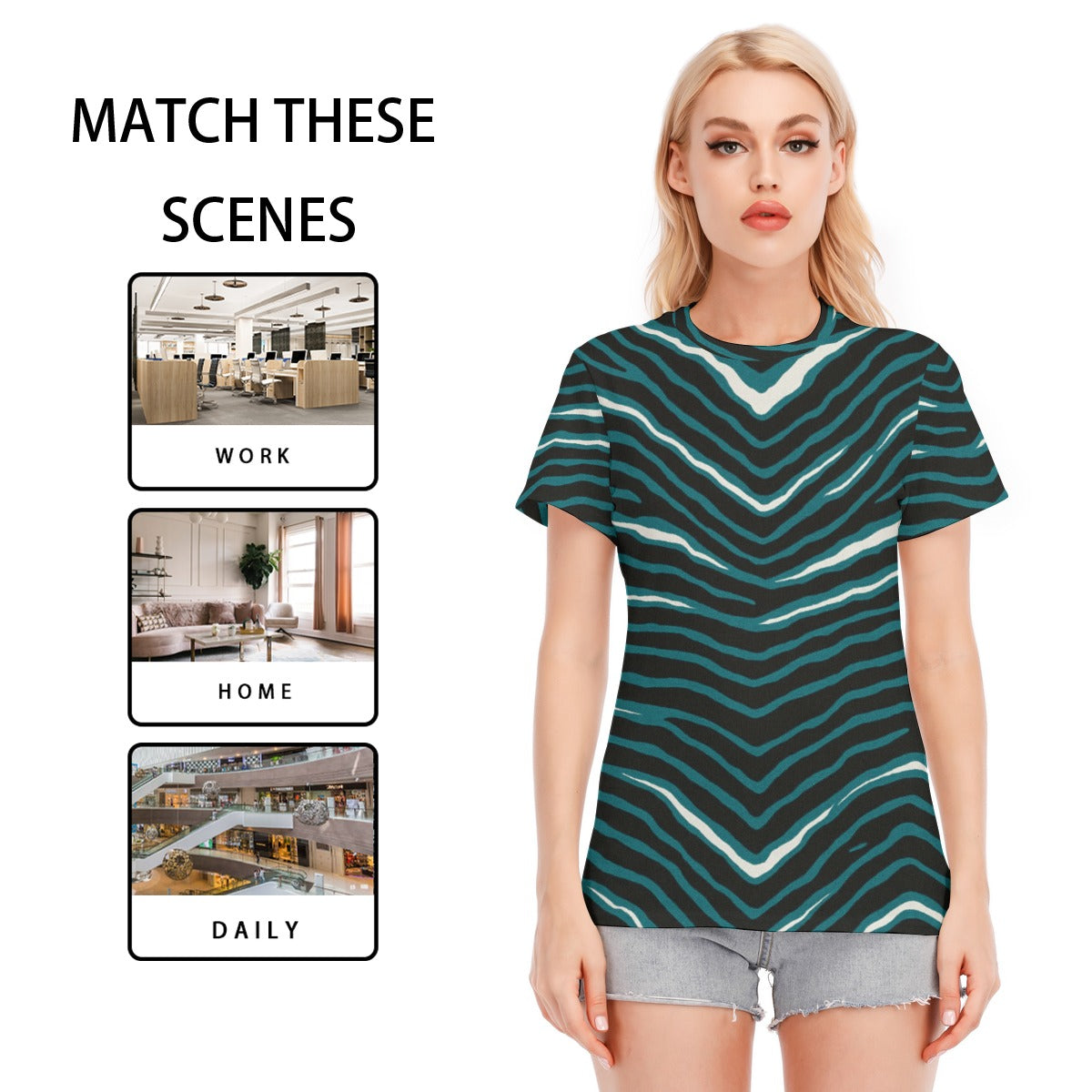 Philadelphia Football Game Day All-Over Print Women's Round Neck T-Shirt | 190GSM Cotton