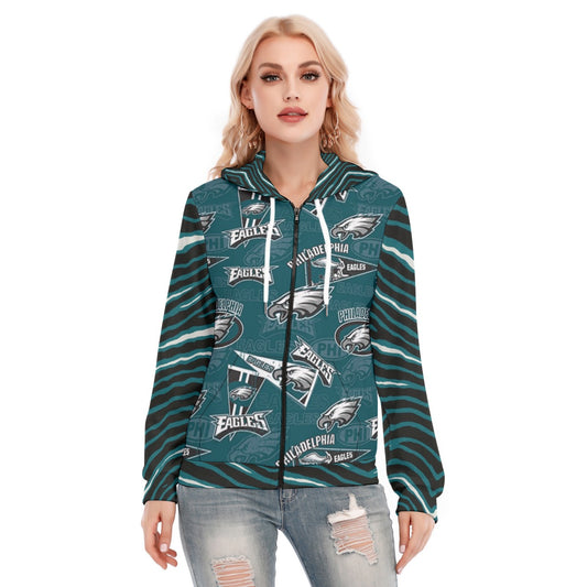 Philadelphia Football Game Day All-Over Print Women's Hoodie With Zipper