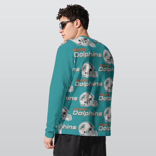 Miami Football Game Day All-Over Print Long Sleeve T-Shirt | 190GSM Cotton