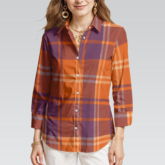 Clemson Tartan Plaid  Women's 3/4 Sleeve Shirt