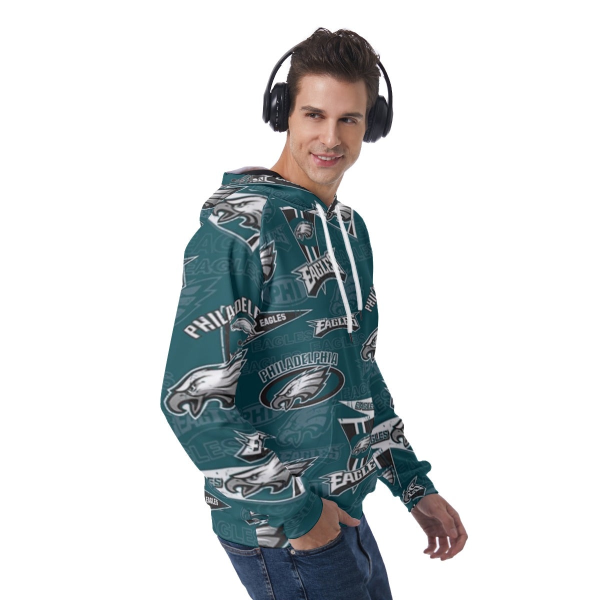 Philadelphia Football Game Day All-Over Print Men's Raglan Pullover Hoodie