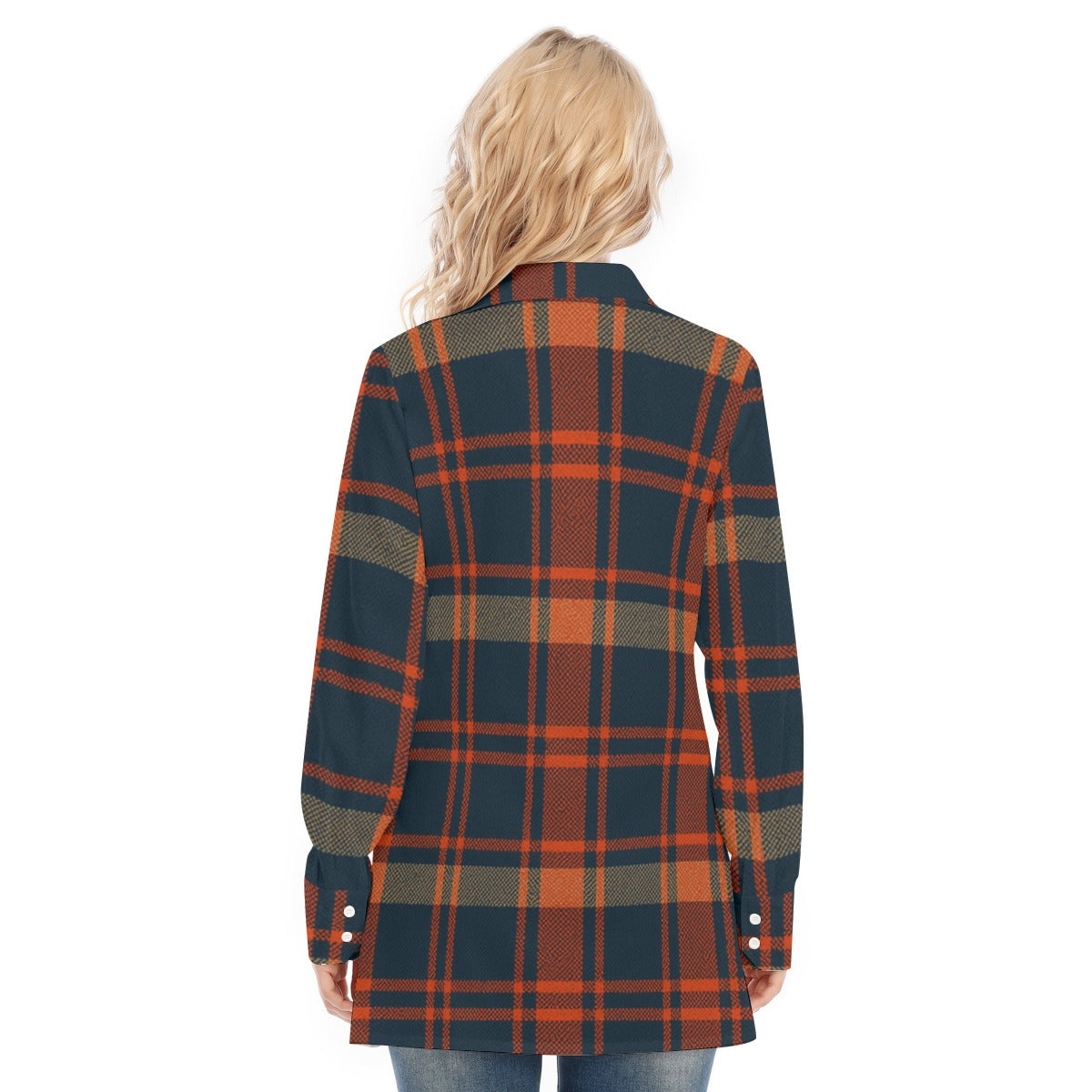 Auburn - Tigers Tartan Plaid Women's Long Shirt |115GSM Cotton poplin