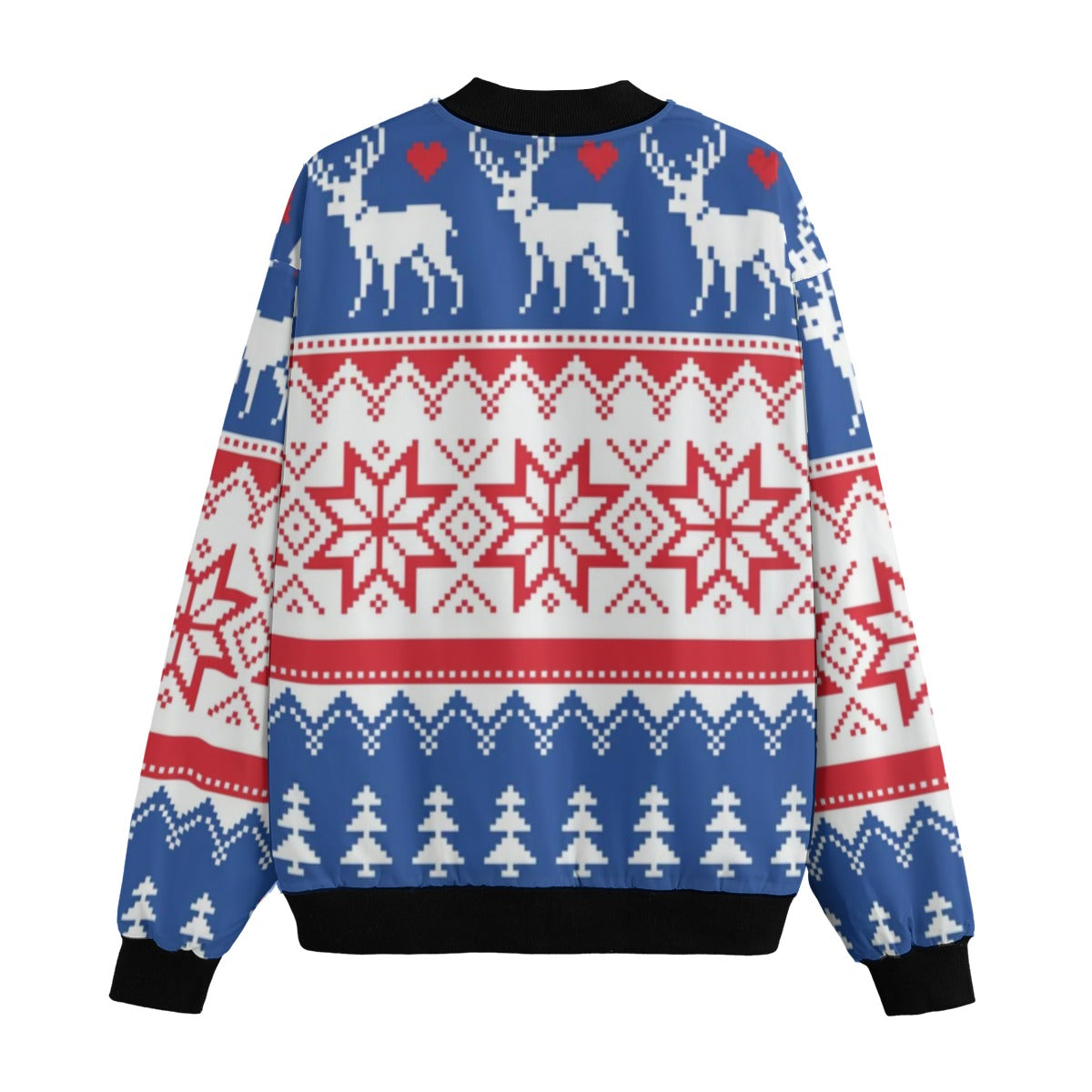 Urban Legend Snow Inspired Pattern Illustration Nordic Seamless Pattern with Deer Fleece Bomber Jack