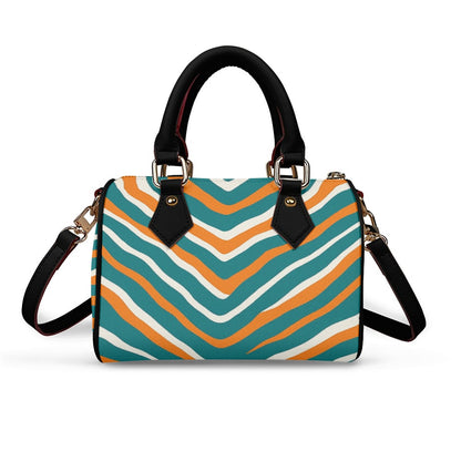 Miami Football Game Day Classic Barrel-Shaped PU Leather Handbag