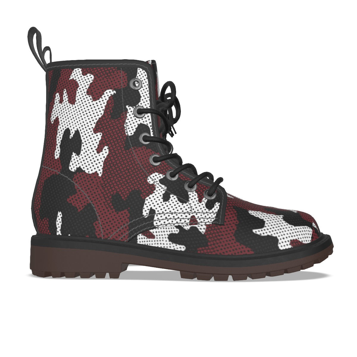 Urban Legend Texas A&M Maroon and White Camo Martin Short Boots – Aggies-Inspired Streetwear for Gam