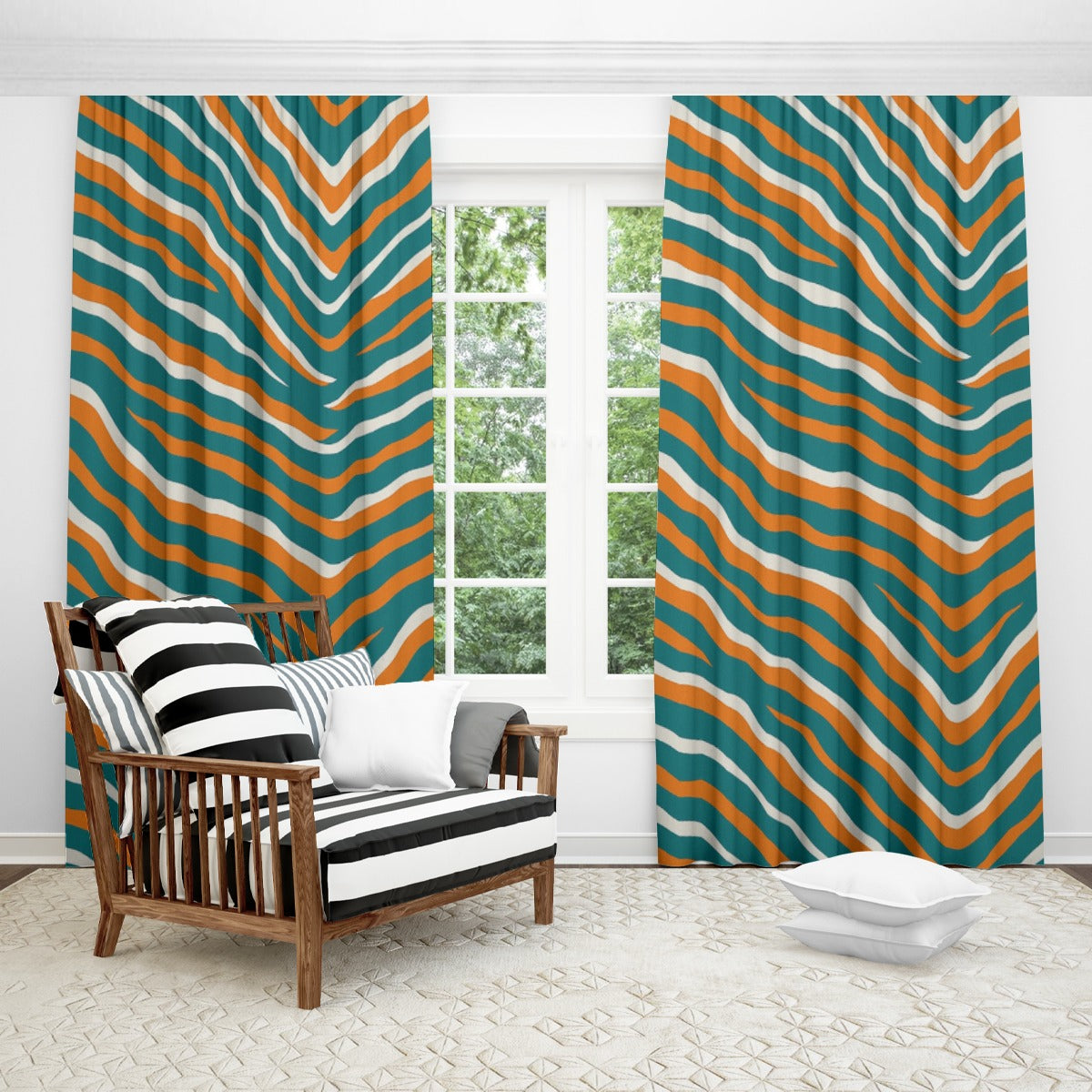 Miami Football Game Day Curtains with Hooks (Large Size)