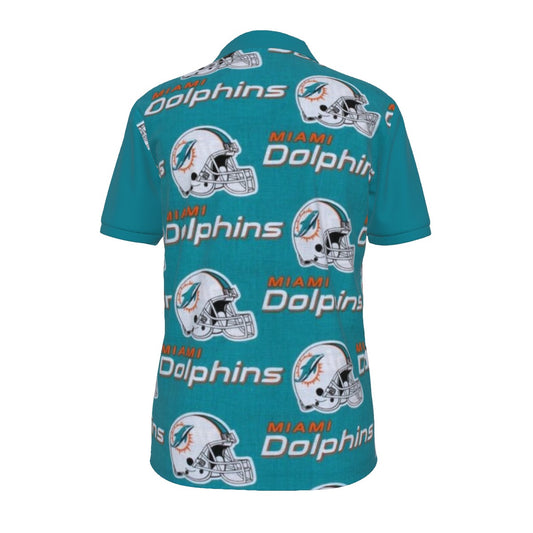 Miami Football Game Day All-over Print Men's Polo Shirt with  Zipper