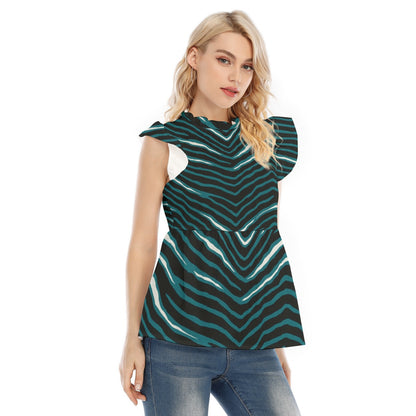 Philadelphia Football Game Day All-Over Print Women's Blouse With Lotus Leaf Lace