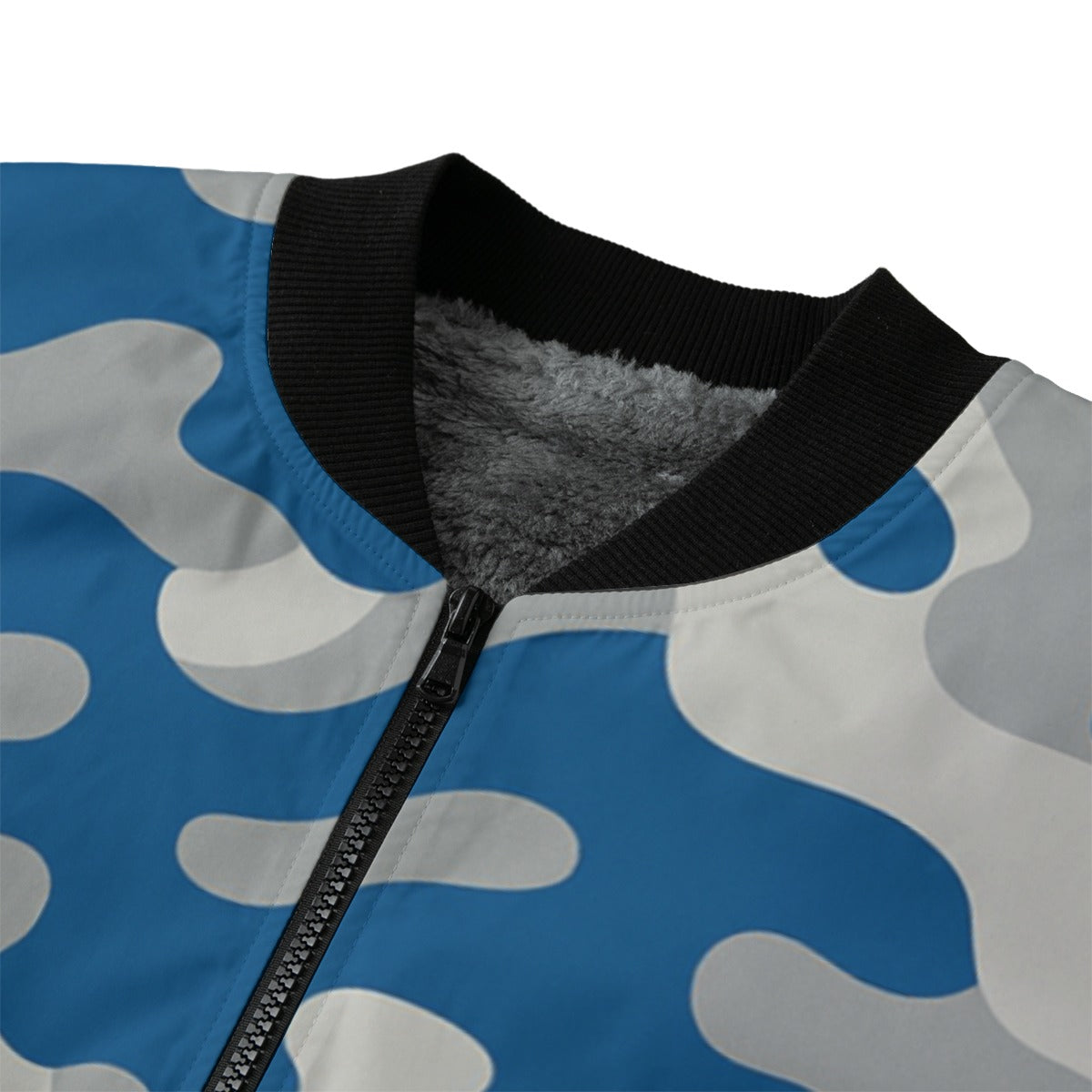 Detroit Lions Camo Fleece Bomber Jacket – Honolulu Blue, Silver and White NFL Streetwear