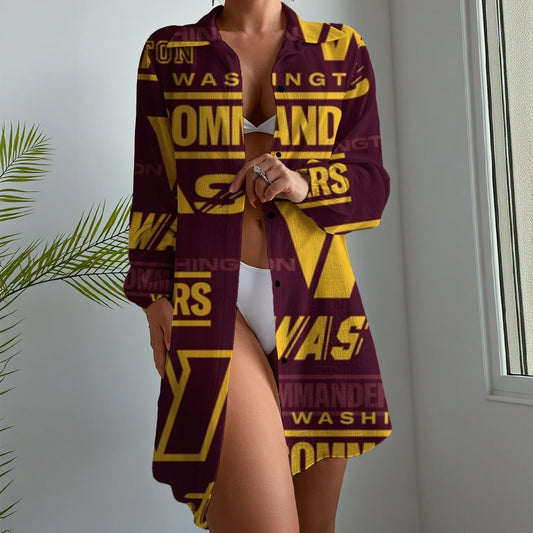 Washington Commanders Women's Long Sleeve Shirt Dress